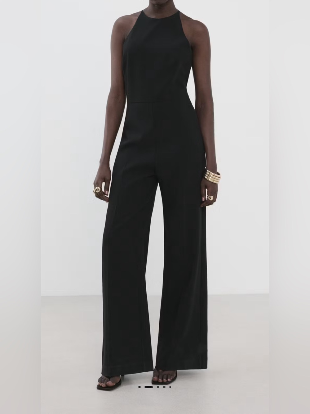 Mango Black Halter Wide-Leg Jumpsuit
